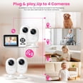 thumbnail image 5 of 1080p Smart 2Camera Video BabyMonitor,Wifi On/Off Switch,2.8" inch Display or WiFi Remote Access,NightVision,1500ft Long Range,2-Way Talk,Sound Alert,Temperature Sensor,Lullabies Feeding Remind, 5 of 15