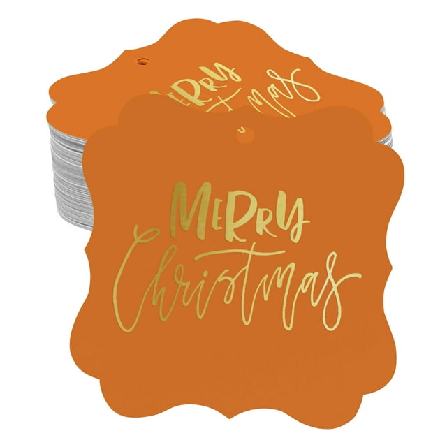 Inkdotpot Pack Of 100 Real Gold Foil Bracket Shape Paper Tags Merry Christmas Favor Hang Tags