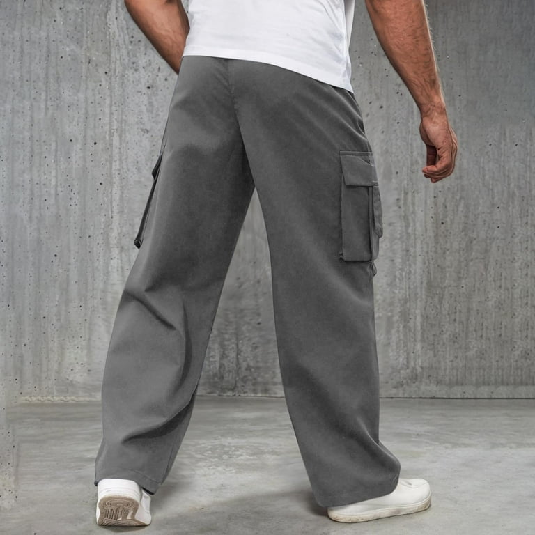 BiZtdJrK Men's Wide Leg Cargo Pants High Waisted Drawtring