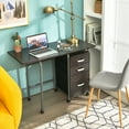 thumbnail image 2 of Gymax Bureau Pliant pour Ordinateur Portable à Roulettes Mobilier de Bureau à Domicile avec 3 Tiroirs Brun, 2 of 10