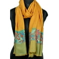 thumbnail image 3 of Canary Yellow Woollen Scarves for Women with Simple Chic Floral Prints Accessory for Fall/Winter, 3 of 4