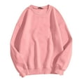 thumbnail image 3 of larppty Women's Long Sleeve Tops Casual Solid Cute Crewneck Basis Sweatshirts Pullover Fall Shirts (Pink, M), 3 of 6