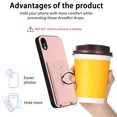 thumbnail image 3 of for iPhone XR PU Leather Case, Wallet Case with Ring Stand Kickstand Shockproof Protective for Women Girls Card Holder Slot Stand Shoulder Strap Case for iPhone XR, Rosegold, 3 of 8