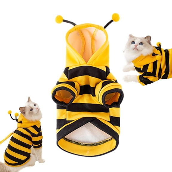 Bee Cat Costume - Hooded Pet Outfit for Small Dogs & Cats