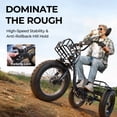 thumbnail image 6 of Skeri Electric Tricycle for Adults, 750W(Peak 1350W) Motor, 48V13Ah Battery, 20"x4" Folding Fat Tire 3-Wheel Electric Trike, 20MPH, Hydraulic Brakes, Rear Basket & Differential, UL2849, 6 of 15