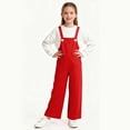 thumbnail image 3 of Eltusu Girls Cotton Overalls, Wide Leg Sleeveless Stretchy Fashion Kids Jumpsuit Romper Red Size 2-15 T, 3 of 7