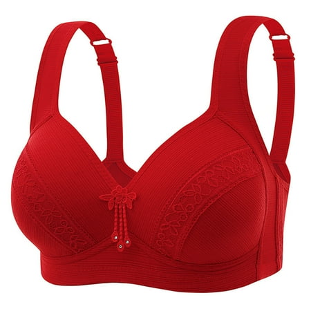 Gnurob Womens Plus Size Bra Non Underwire Bralette Hide Back Fat Brassiere Comfort Breathable lingerie Lightly Lined Cups Bralettes Adjustable Straps Underwear Clearance Saving Red 38/85