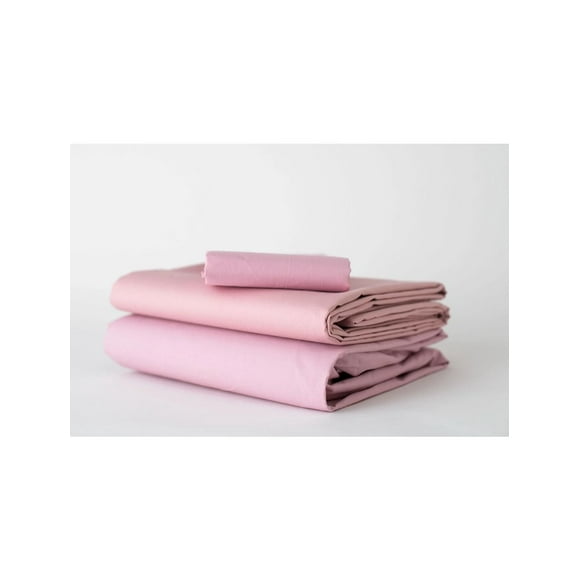 Thomaston Mills USA Hotel Bed Linens 4pc Set Fabric TC-180 color ROSE (contents FLAT 66"x 104" + FITTED 36"x 80"+ 9" + STD Pillowcase 32"x 21")
