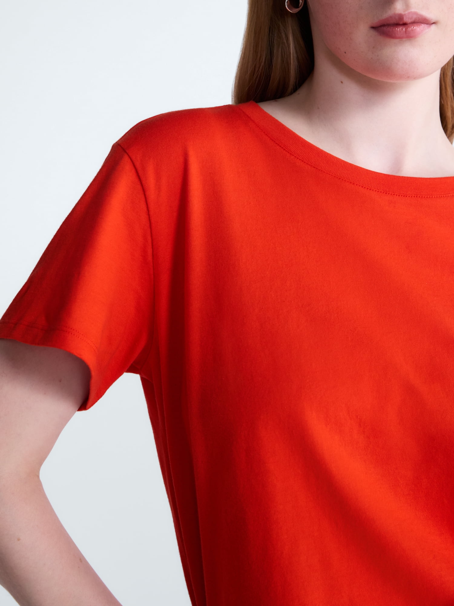 Free Assembly Women's and Women's Plus Cotton Cropped Boxy Tee with Short Sleeves, Sizes XS-4X