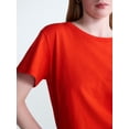 thumbnail image 4 of Free Assembly Women's and Women's Plus Cotton Cropped Boxy Tee with Short Sleeves, Sizes XS-4X, 4 of 5