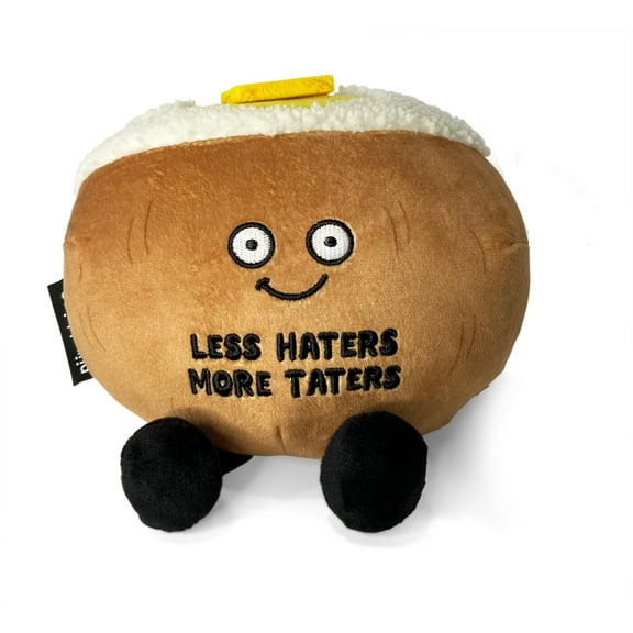 PUNCHKINS - "Less Haters, More Taters" Baked Potato Plushie - Funny Pun White Elephant Novelty Adult Gag Gift
