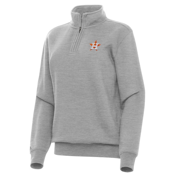 Women's Antigua Heather Gray Houston Astros Victory Quarter-Zip Sweatshirt