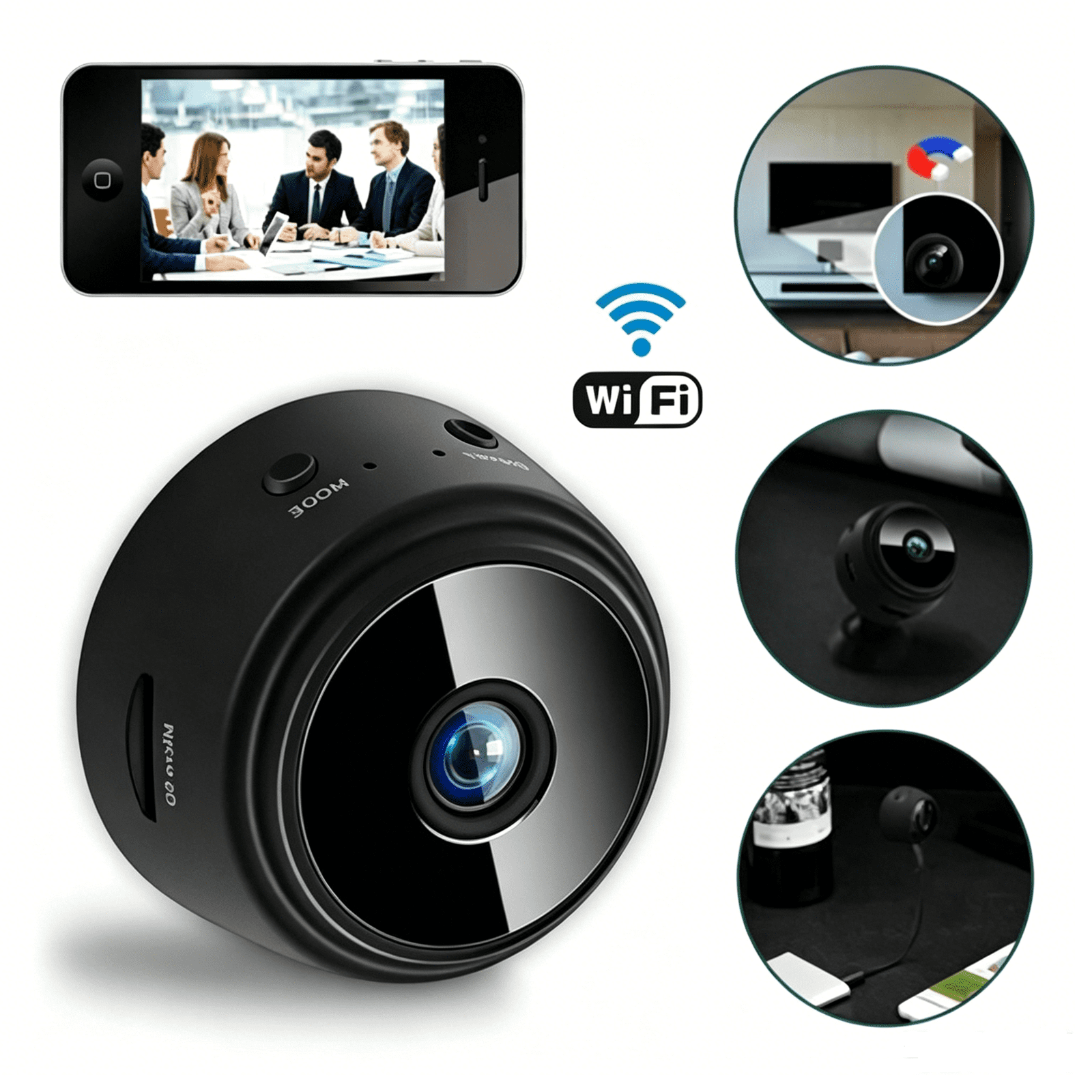 4 Pack 1080P Mini WiFi Security Camera, Wireless Small Indoor Surveillance Cameras with Night Vision, Motion Alert & Magnetic Mount for Home, Pet, Baby Monitor