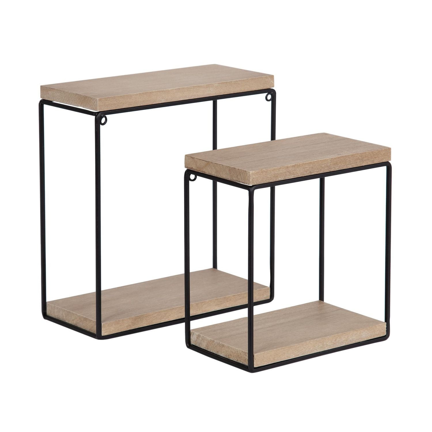 hometrends Boxton Wood and Metal Floating Wall Shelf Set