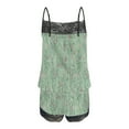 thumbnail image 5 of TrendVibe365 2PC Sexy Pajama Set for Women Pajama Sets Floral Spaghetti Strappy Cami and Shorts Spa Hotel Lightweight 2024 Spring Basic Sleepwear Pj Lounge Set Green M, 5 of 5