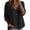 Black, variant on Plus Size Women's V Neck Peplum Lace Blouse 3/4 Sleeve Casual Loose Fit