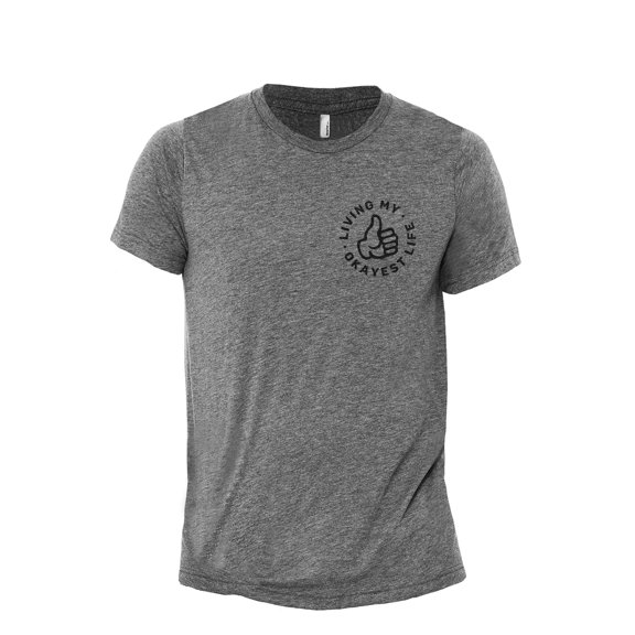 Living My Okayest Life Men's Modern Fit Fun Casual T-Shirt Printed Graphic Tee Heather Grey Large