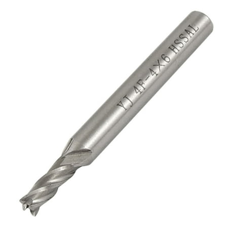 

Unique Bargains 4mm x 6mm Straight Shank 4 Flutes End Mill Cutter Tool Gray