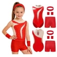 thumbnail image 6 of Haitryli Kids Workout Clothing Sets Tumbling Gymnastic Outfits Tank Ballet Unitard Clothes with Shorts B Red 8, 6 of 7