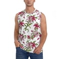 thumbnail image 3 of Uemuo Lilies Flowers Pattern Men's Sleeveless T-Shirt,Muscle Athletic Tank Top, Moisture-wicking Quick-dry Breathable Classic Tee Top for Gym Run Outdoor Sports-Small, 3 of 8
