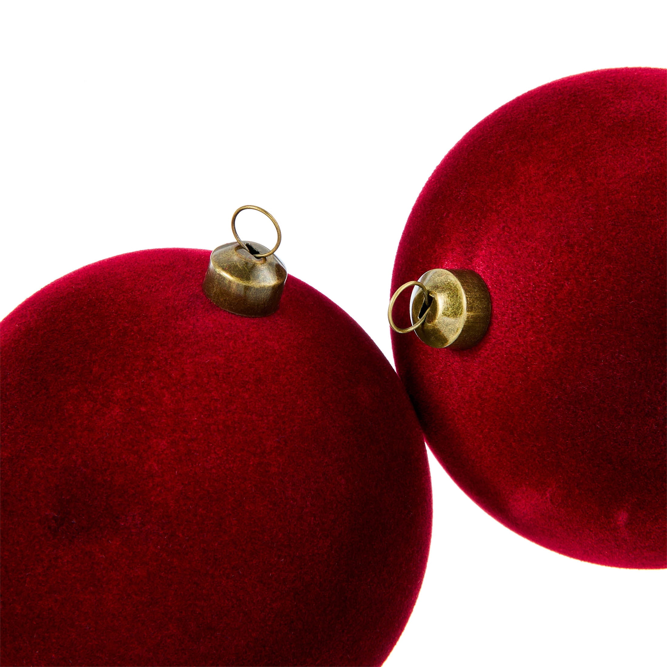 My Texas House 10-Count Red Velvet-Feel Ball Christmas Ornaments, 4.5"