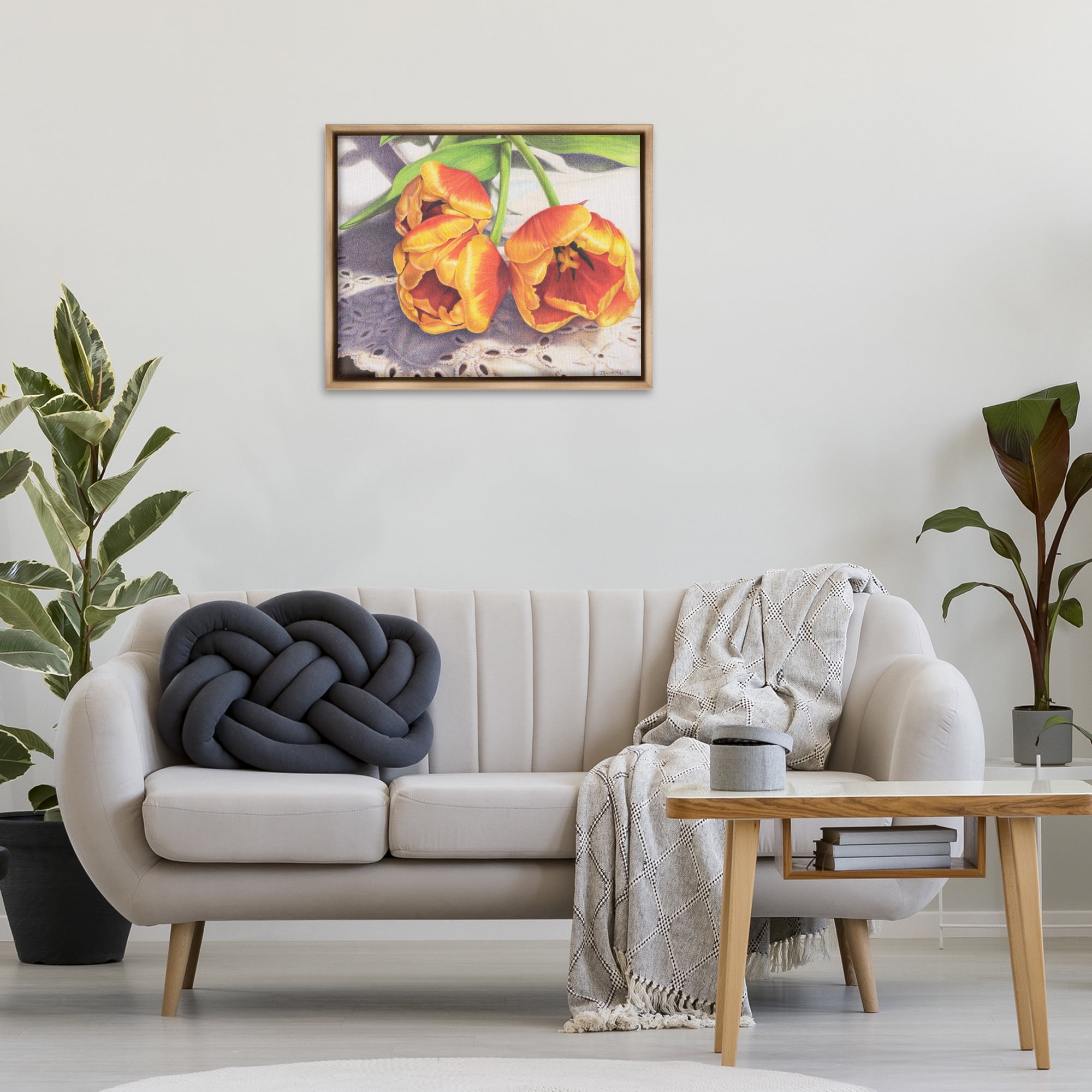 Stupell Industries Three Of A Kind Botanical & Floral Painting Brown Floater Framed Art Print Wall Art, 31 x 25