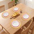 thumbnail image 3 of Farmhouse Round Placemats Set of 6 Woven Placemats for Dining Table Decor Kitchen Table Mat Wipe Clean Pink 11.8inch, 3 of 5