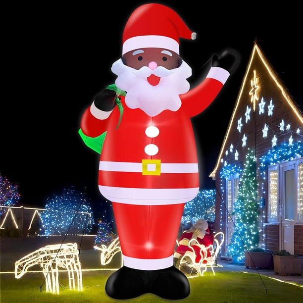 EAONE Inflables navideños de 12 pies, decoraciones para exteriores, decoraciones gigantes para el patio, Papá Noel inflable en trineo y 3 renos, con luces LED incorporadas para decoración interior y e
