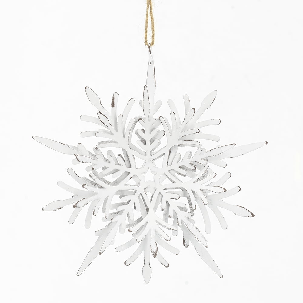 Iron Snowflake Ornament with Weathered Finish Hanging Christmas Tree Decor Gift Stocking Stuffer