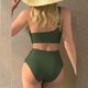 thumbnail image 3 of Conjunto de Bikini de Cintura Alta para Mujeres Color Sólido Alto Corte de una Pieza Traje de Baño, Traje de Surf Deportivo con Almohadillas Extraíbles para la Playa, 3 of 4