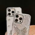 thumbnail image 4 of Designed for iPhone Case,Luxury Glitter Dripping Glue Glittering Butterfly Silicone Shockproof Protective Cover Phone Case (iPhone 15 Pro Max,Silver), 4 of 6