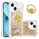 thumbnail image 1 of Funda para iPhone 15 con Brillo Líquido Flotante, Purpurina, Parachoques y Anillo Giratorio Soporte, 1 of 5
