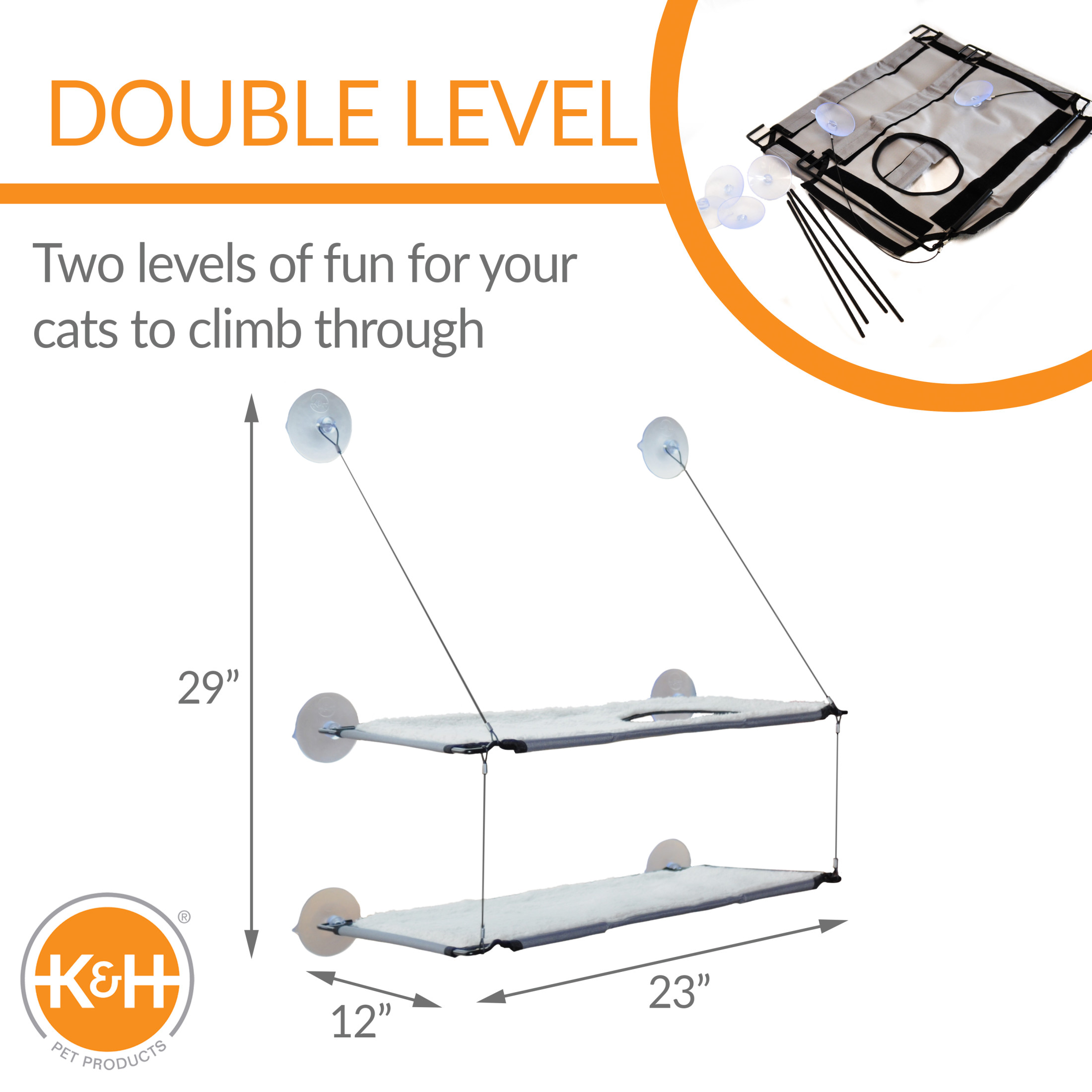 K&H Pet Products Window Double Lounger Cat Perch Natural 23 X 12 Inches