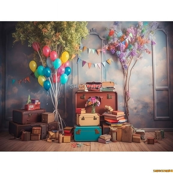 Baby Room Happy Birthday Photography Backdrops Props Newborn Party ration Balloons Arch Floral Theme Photo Background QQ-08