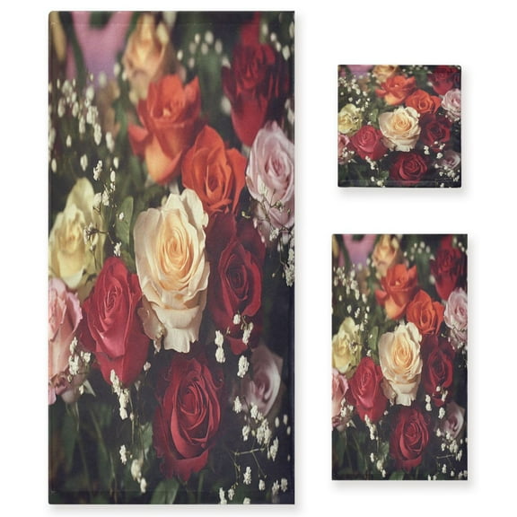 BZSMCE 3piece Bath Towel Sets Hand Bath Towels Fashion Sunset Flutter Printed Towel Sets