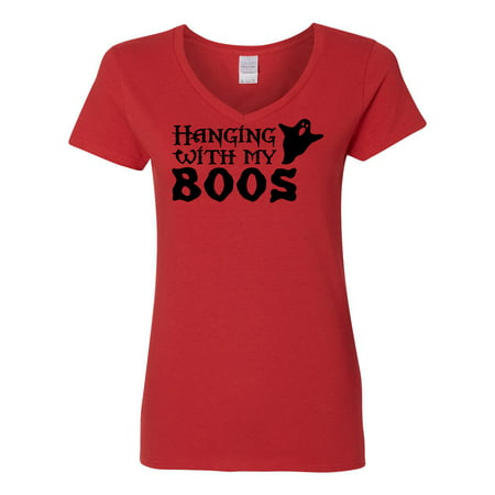 Hanging With My Boos Costume Womens V Neck