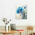 thumbnail image 2 of COMIO Abstract Flower Canvas Wall Art: Modern Gray Blue Floral Picture Watercolor Teal Lotus Painting Elegant Blossom Navy Bouquet Artwork Botanical Prints for Bedroom Living Room Bathroom, 2 of 4