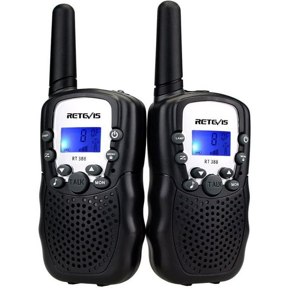 RT388 Walkie Talkies for Kids,Toys Walkie Talkie for 6-12 Years Old Boys Girls,Kids Toys Gifts for Outside Trip Camping Hiking (Black,1 Pair)