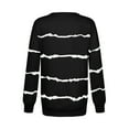 thumbnail image 4 of Fangasis Ladies T-shirt V Neck Tee Striped T Shirt Women Fashionable Tops Loose Dailywear Tunic Blouse Black M, 4 of 8