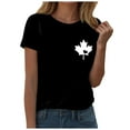 thumbnail image 1 of WEIYLL Women's T Shirts Canada Maple Leaf Print Proud Statement Black Tops Sizes M, 1 of 1