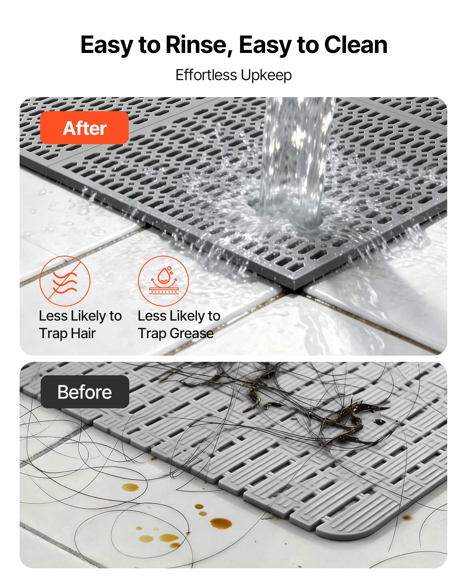 VEVOR Drainage Mat, 3 x 50 ft, PVC Non Slip Commercial Floor Mat, Wet Area Water Drain Splash Matting Hollow Doormat Roll, for Outdoor Indoor Restaurant Swimming Pool Patio Bathroom Washroom, Black