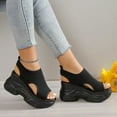 thumbnail image 4 of Mostsola Womens Sandals Platform Fashion Sneakers Peep Toe Knitted Mesh Wedges Heels Pumps, 4 of 6