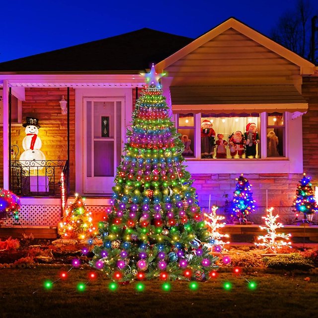 Luces navideñas XCF para exterior con adorno de estrella 290 leds multicolor