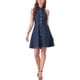 thumbnail image 2 of Vestido de mezclilla para mujer INSPIRE CHIC, con cuello halter, sin espalda, con botones, color azul oscuro, talla XS, 2 of 5