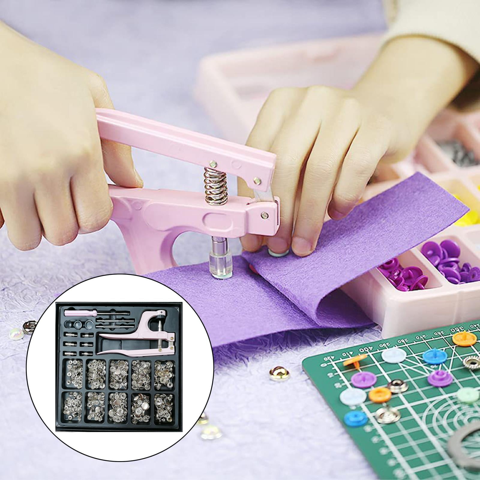 GUOOL 100x Snap Fasteners Kit with Pliers, Plastic Buttons Sewing Crafting Accessories for Kunst und Skulpturen and DIY Projects Beginner Friendly Silver