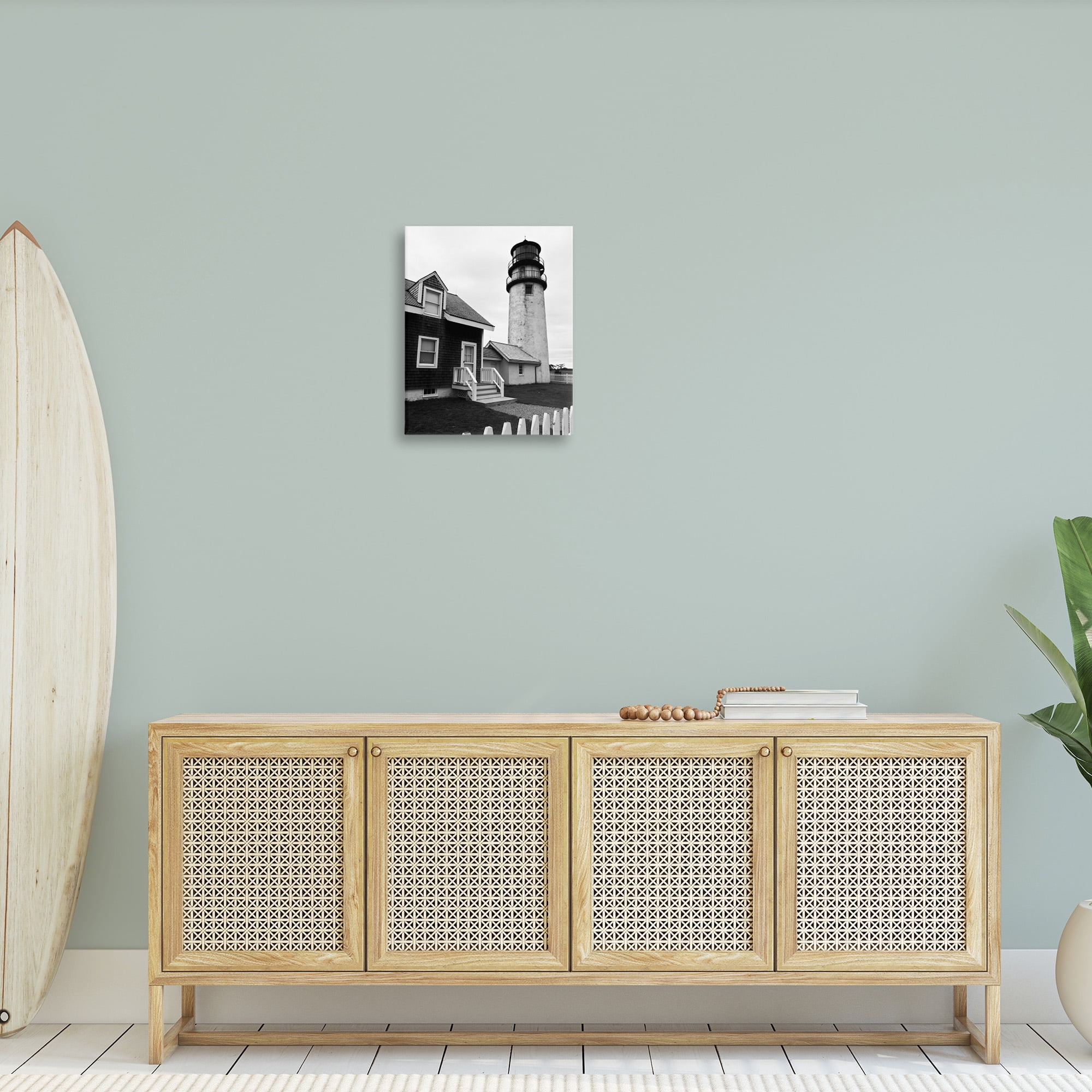 Stupell Industries Coastal Lighthouse with Fence Nature Photography Gallery Wrapped Canvas Art Print Wall Art, 16 x 20
