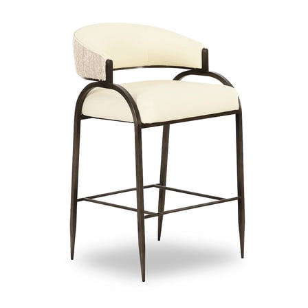 TOV Furniture Tatum Cream Vegan Leather 2-Tone Counter Stool