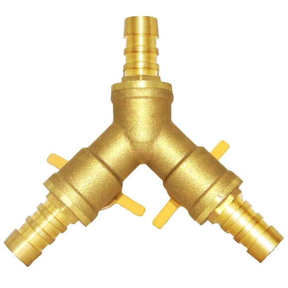Joywayus 3/8" ID Hose Barb, Y Shaped Type 3 Way Brass Shut Off Ball Valve Fitting Large Flow Upgraded Version
