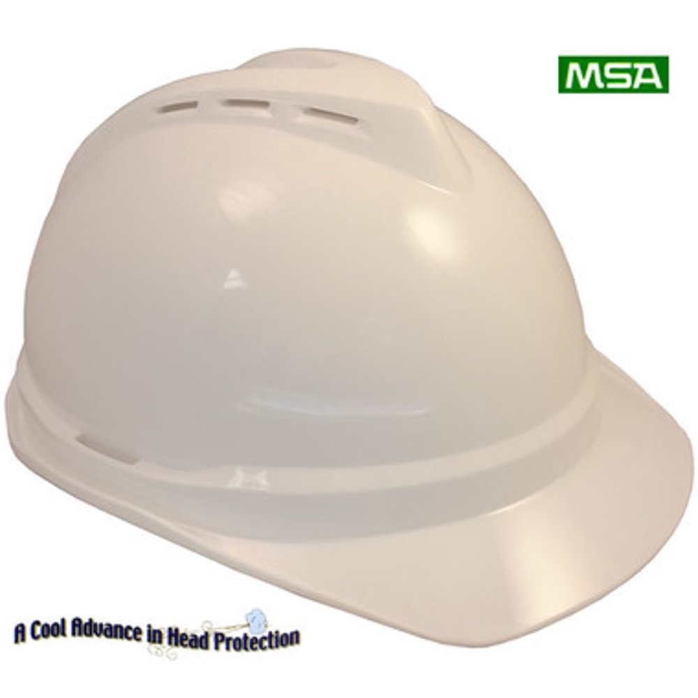 MSA Advance Vented Lightweight Hard hats with Staz On Suspensions, White Color
