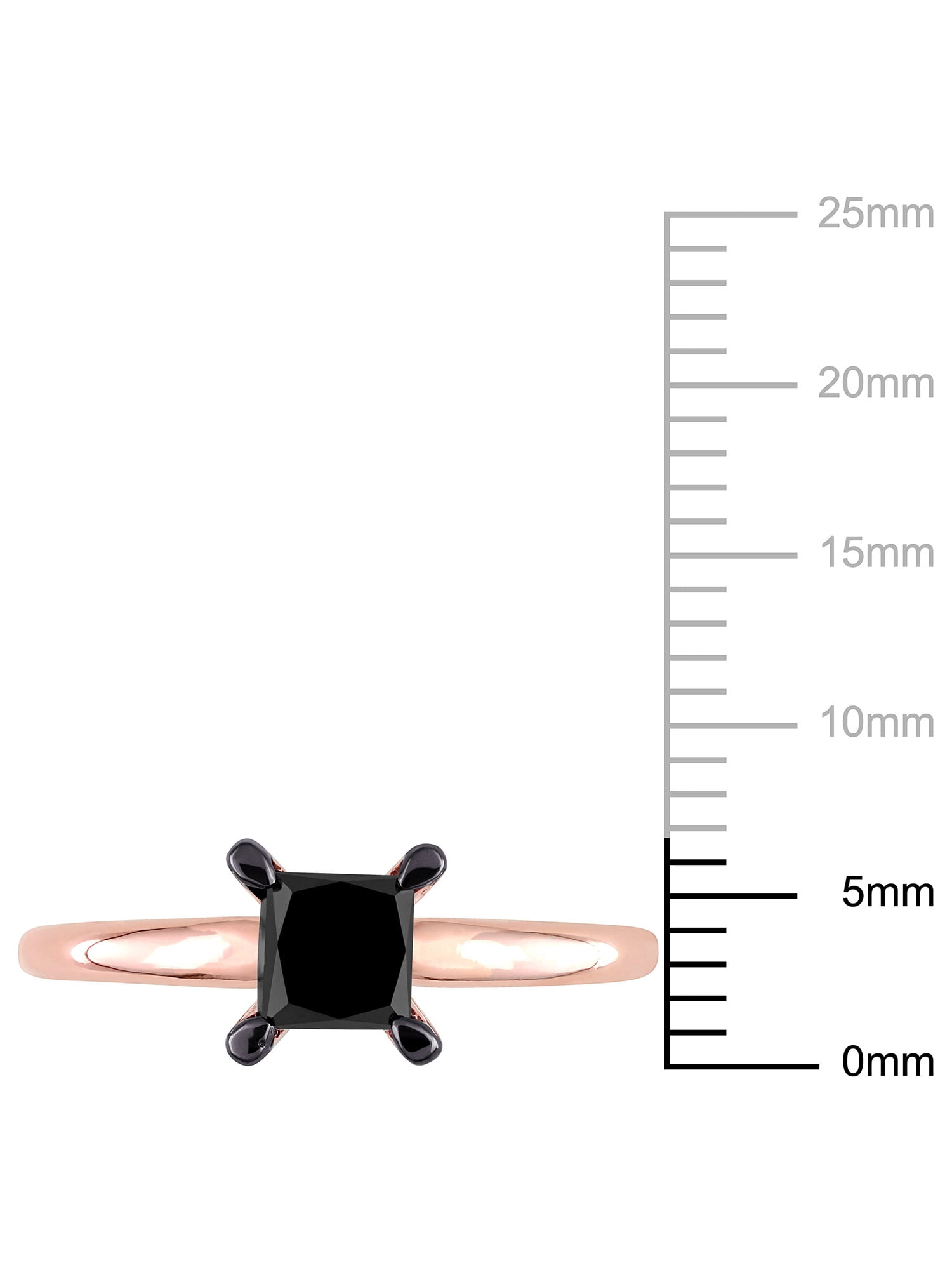 1 Carat T.W. Black Diamond 14kt Rose Gold Square Black Rhodium Plated Solitaire Engagement Ring